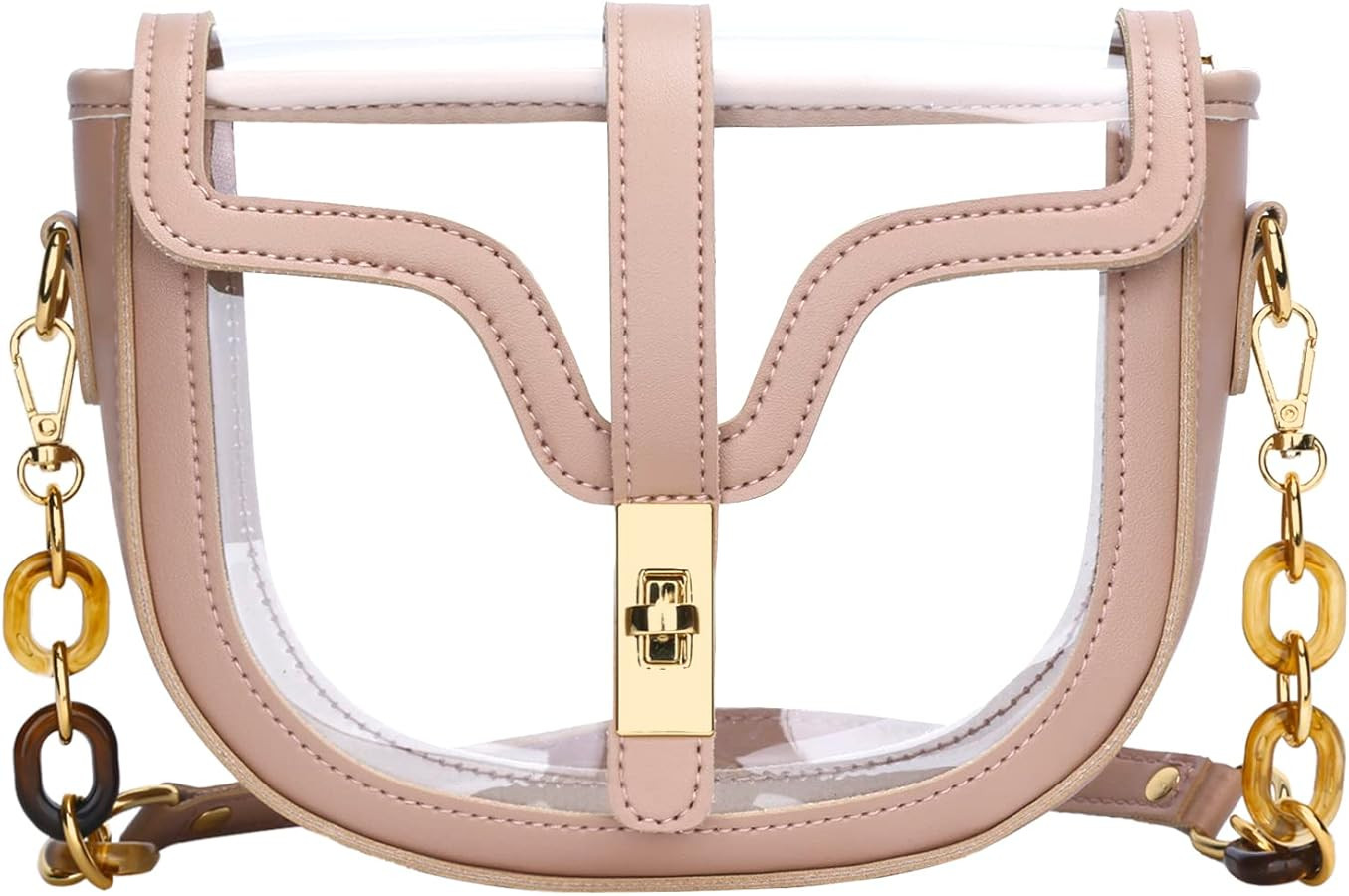 KKXIU Clear Crossbody Bag for Women Stadium Approved Vegan Leather Concert Shoulder Sports See-Th... | Amazon (US)