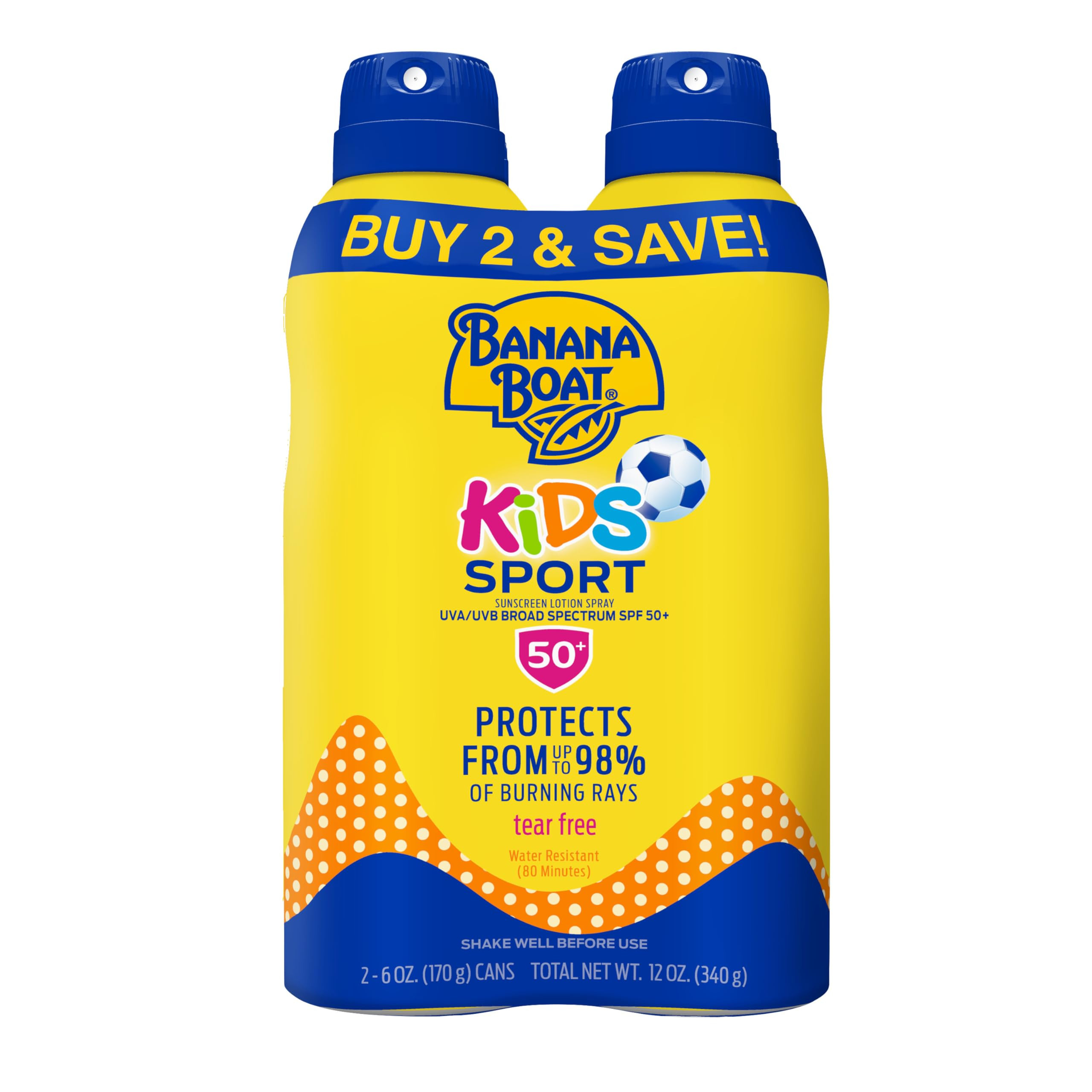 Banana Boat Sport Kids Sunscreen Spray SPF 50, Twin Pack | Spray Sunscreen for Kids, Childrens Su... | Amazon (US)