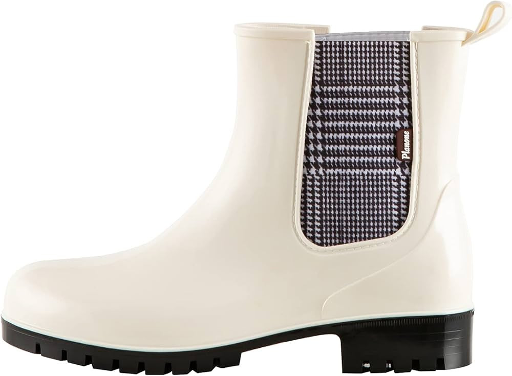 planone Short rain Boots for Women and Waterproof Garden Shoes，Anti-Slipping White Chelsea Rain... | Amazon (US)
