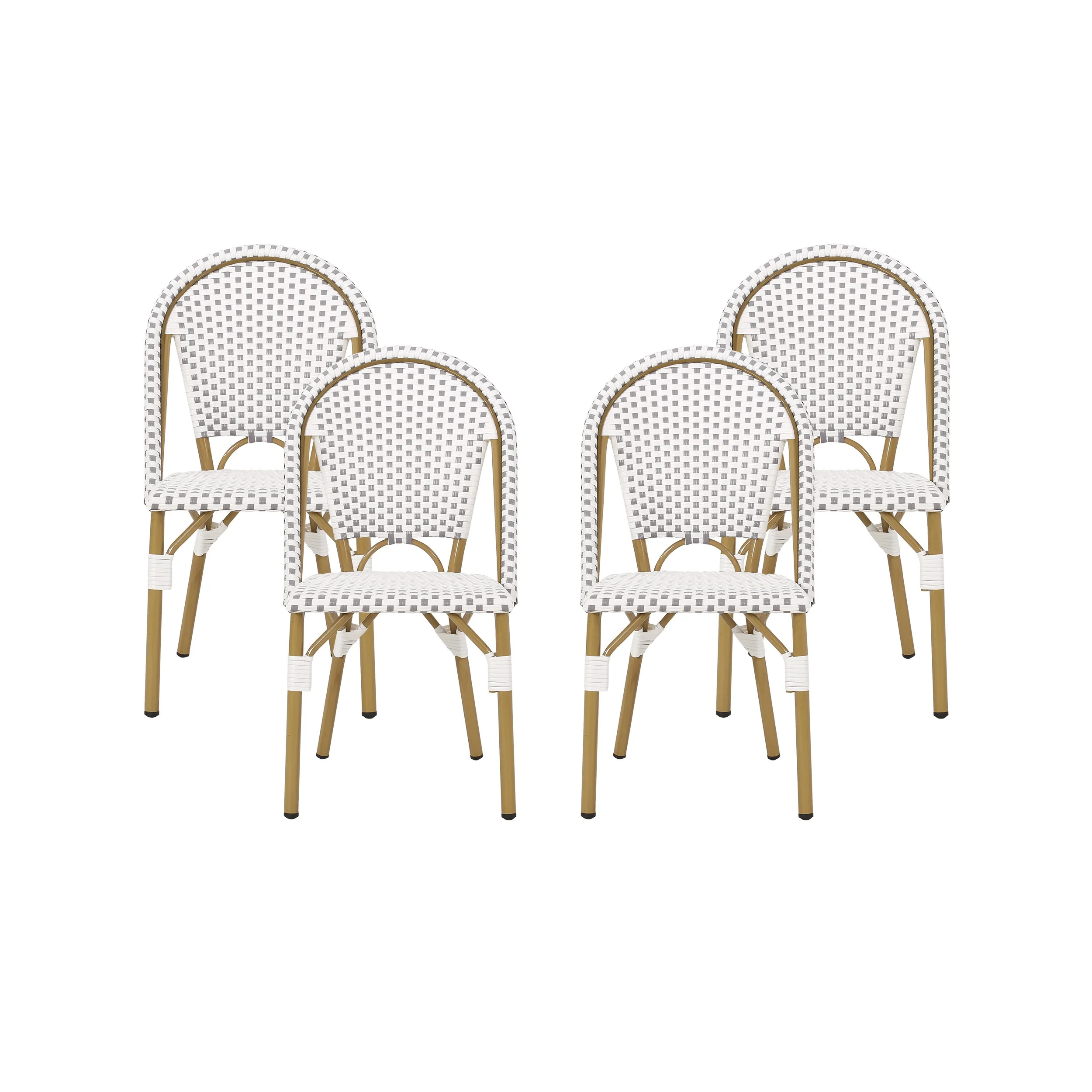Ryder Outdoor French Bistro Chair, Set of 4, Gray, White, Bamboo Finish | Walmart (US)