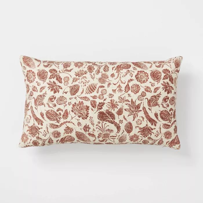 Floral Printed Throw Pillow Rust/Cream - Threshold™ designed with Studio McGee | Target