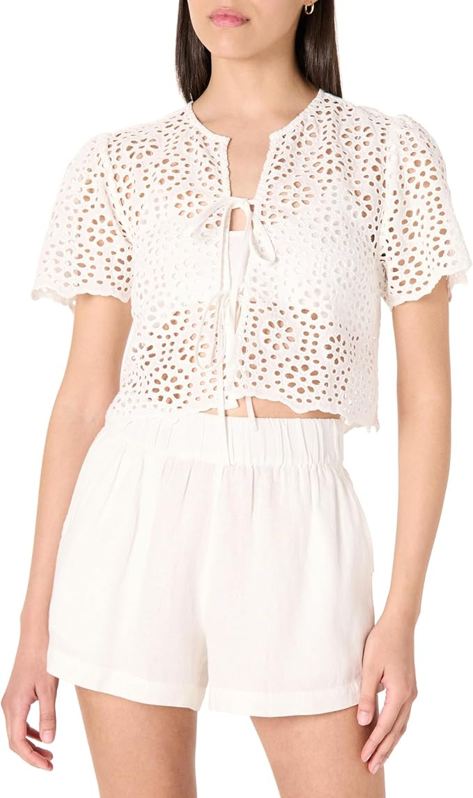 The Drop Women's Doca Lace Tie Front Top with Scallop Detail | Amazon (US)