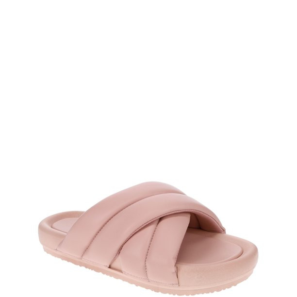 No Boundaries Women's Crossband Slide Sandal - Walmart.com | Walmart (US)