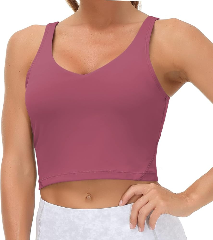Wjustforu Women Sports Bra Yoga Tank Longline Padded Workout Crop Tank Top Fitness Workout Runnin... | Amazon (CA)