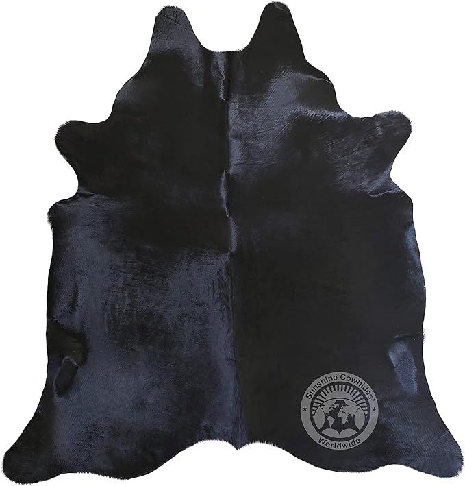 Black Cowhide Rug Approx. Size 5ft x 6-7ft 150 cm x 210cm | Amazon (US)