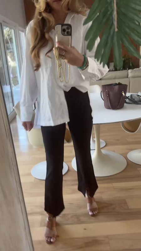Black pants, classic style, white button down, slit front pants 

These pieces are classic staples that look expensive and pull a look together in seconds⚡️
Pants: small
Blouse: medium  

@walmartfashion #ad

#LTKworkwear #LTKunder50 #LTKSeasonal