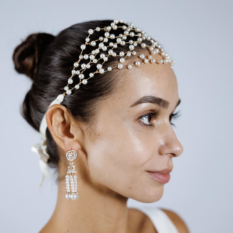 Pearl Headband, Handmade Hair Accessory, Wedding Headband,bridal Hair Accessory,boho Headband,god... | Etsy (US)