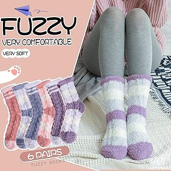 EBMORE Womens Fuzzy Socks Fleece Fluffy Cabin Plush Warm Sleep Soft Cozy Winter Adult Socks | Amazon (US)