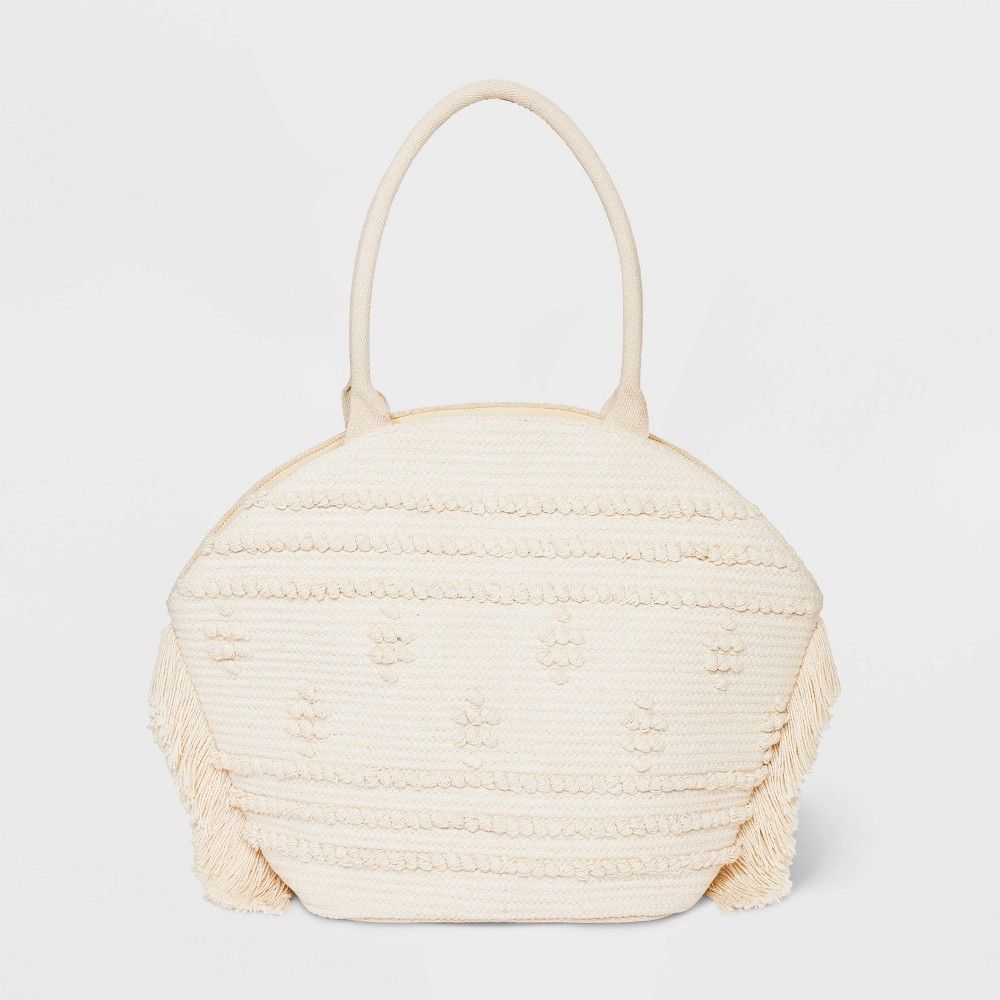 Straw Fringe Tote Handbag - Shade & Shore Off-White | Target