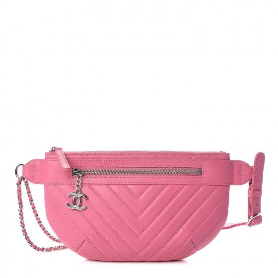 CHANEL Lambskin Chevron Quilted Waist Belt Bag Pink | Fashionphile