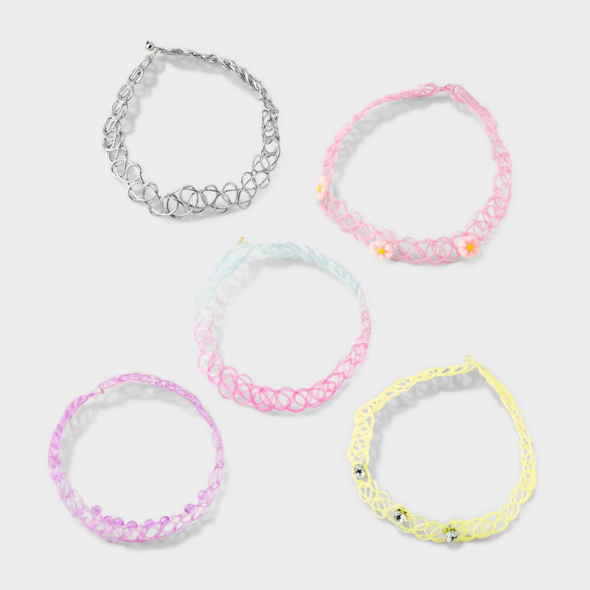 Girls' 5pk Tattoo Choker Necklace Set - Cat & Jack™: Pull-On Closure, 4 Inch Extender, Acrylic ... | Target