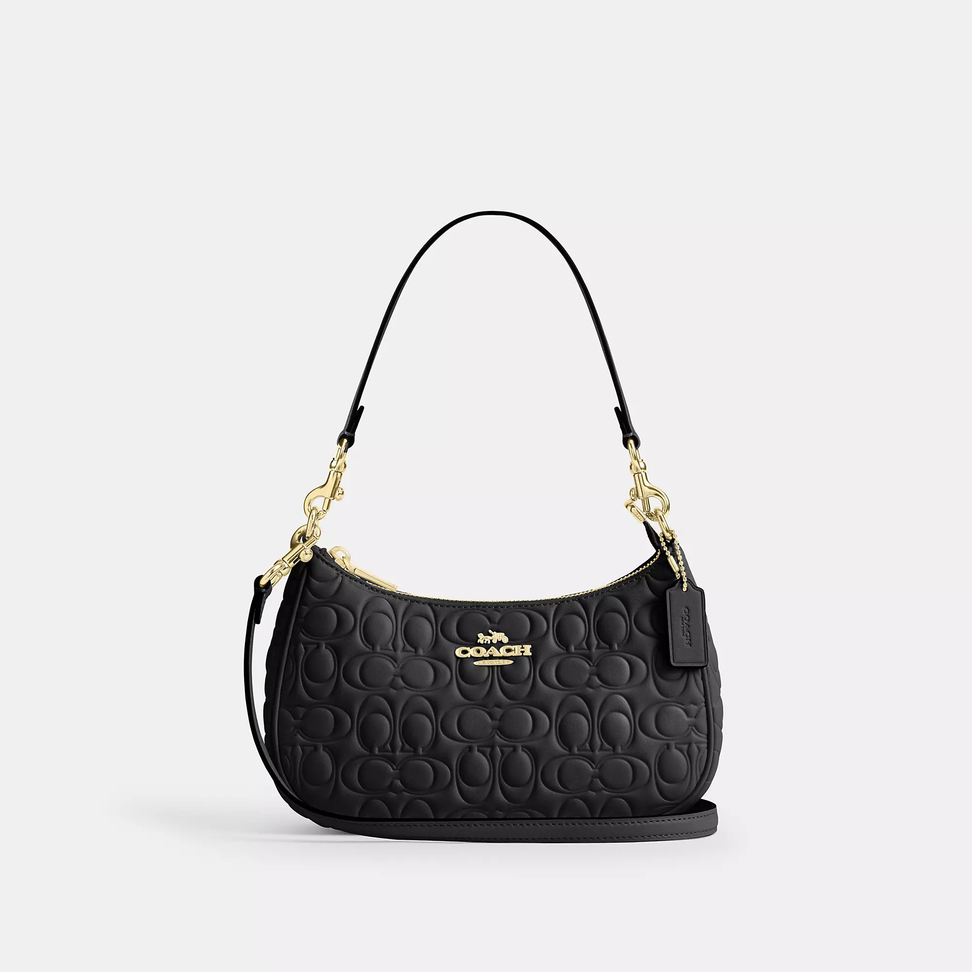 COACH Teri Shoulder Bag In Signature Leather - Women's - Black | Coach Outlet CA