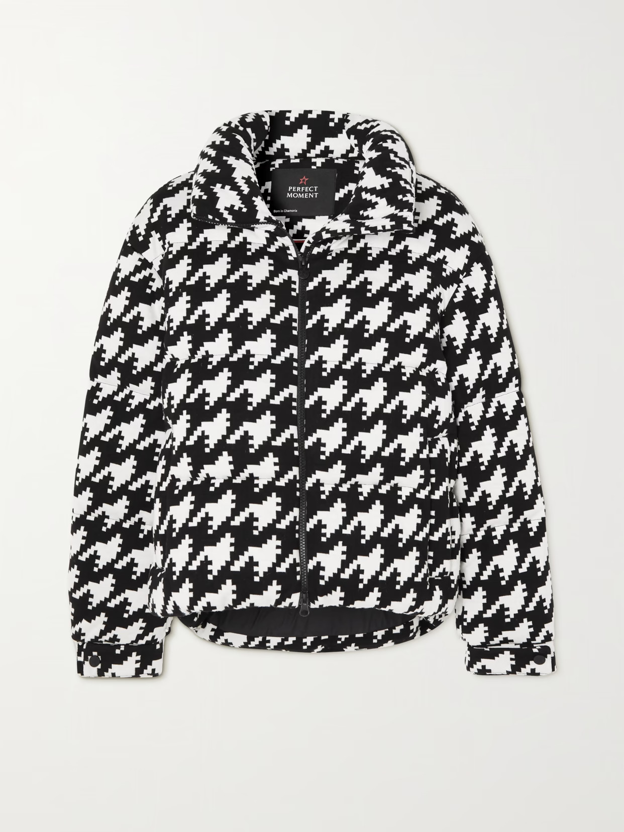 Perfect Moment - Houndstooth Quilted Padded Down Ski Jacket - Black | NET-A-PORTER (UK & EU)