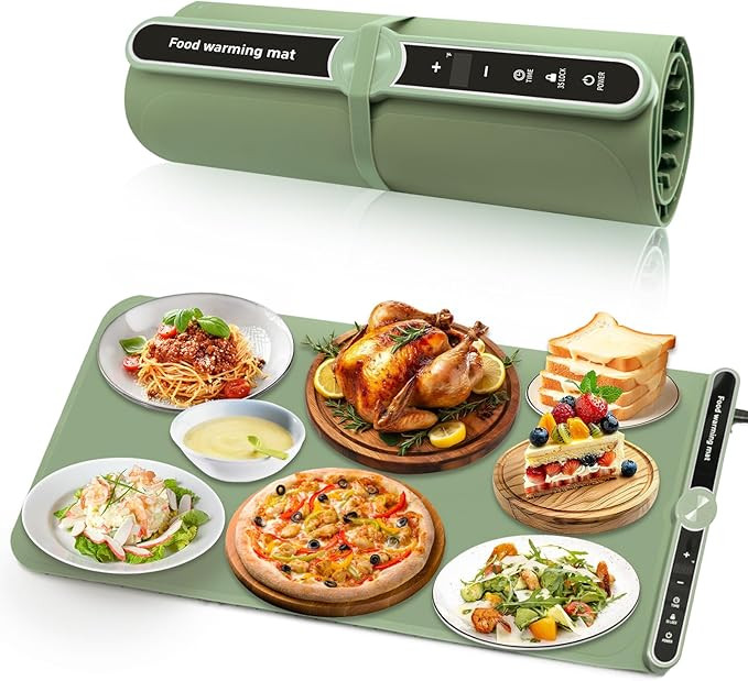 Food Warming Mat, Electric Warming Tray, 9 Heat Settings, Full Surface Heating, Rollable & Portab... | Amazon (US)