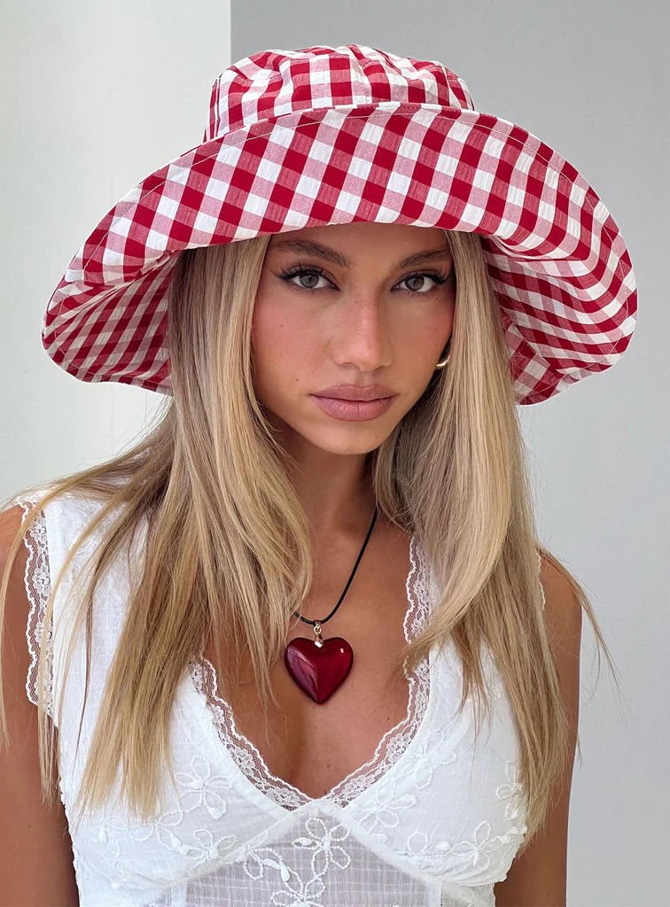 Leina Hat Red Gingham | Princess Polly US