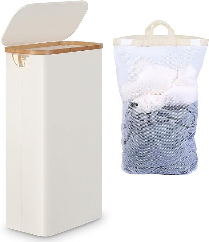 efluky Slim Laundry Hamper with Lid, Narrow Laundry Hamper with Removable Bags, Collapsible Dirty... | Amazon (US)