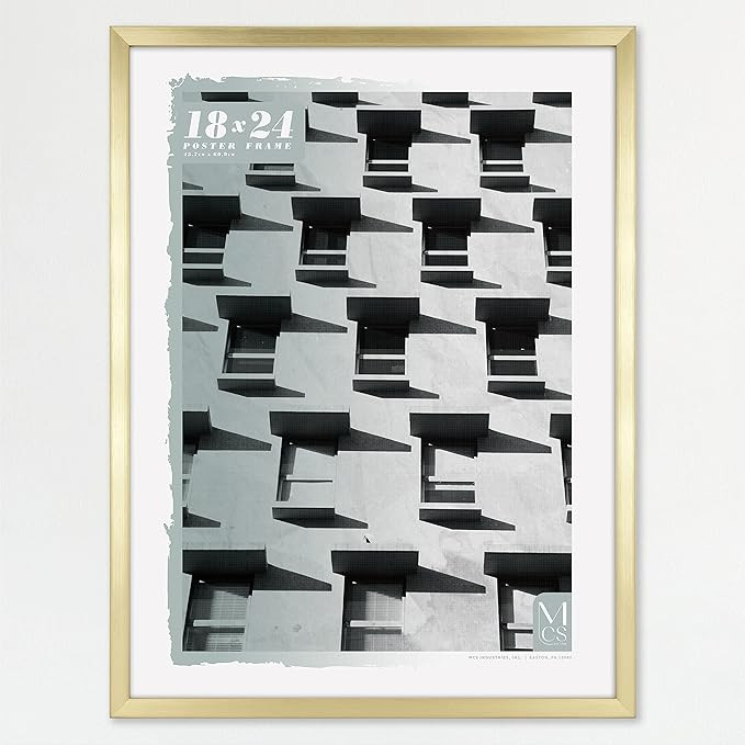 MCS Gallery Foundation Poster Frame, Picture Frame For Wall Art, Brass, 18 x 24 Inch, Single | Amazon (US)