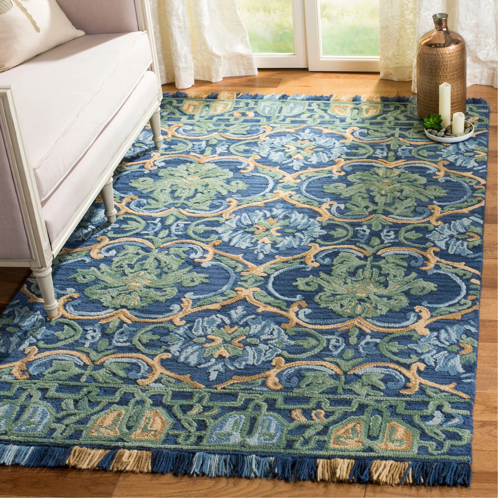 Langley Street® Jahiem Hand-Tufted Wool/Cotton Navy Area Rug & Reviews | Wayfair | Wayfair North America