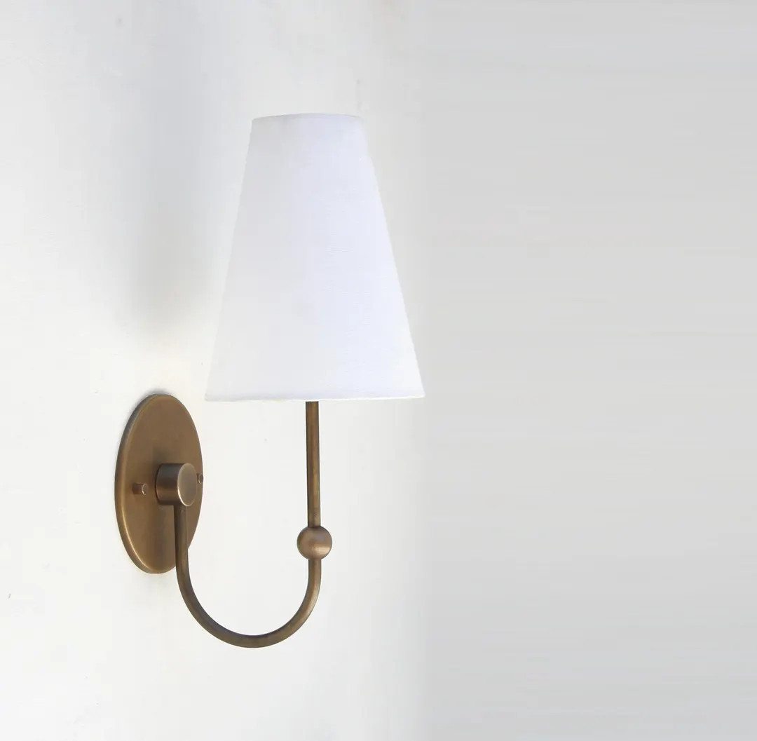 Brass Wall Sconce- Brass  light with Linen shade, Brass light, UL Listed No.0049 | Etsy (US)