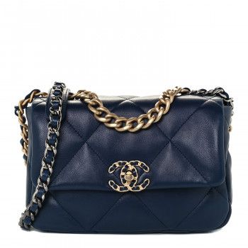 CHANEL Lambskin Quilted Medium Chanel 19 Flap Navy Blue | FASHIONPHILE | Fashionphile