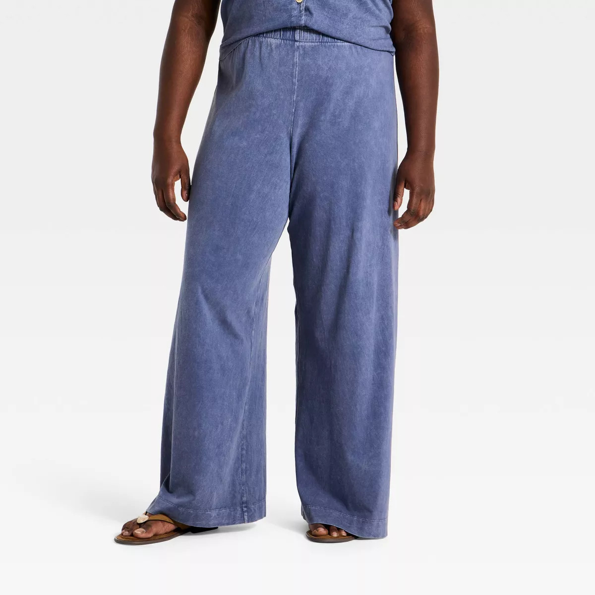 Women's High-Rise Wide Leg Knit Pull-On Pants - Universal Thread™ Navy Blue XXL | Target