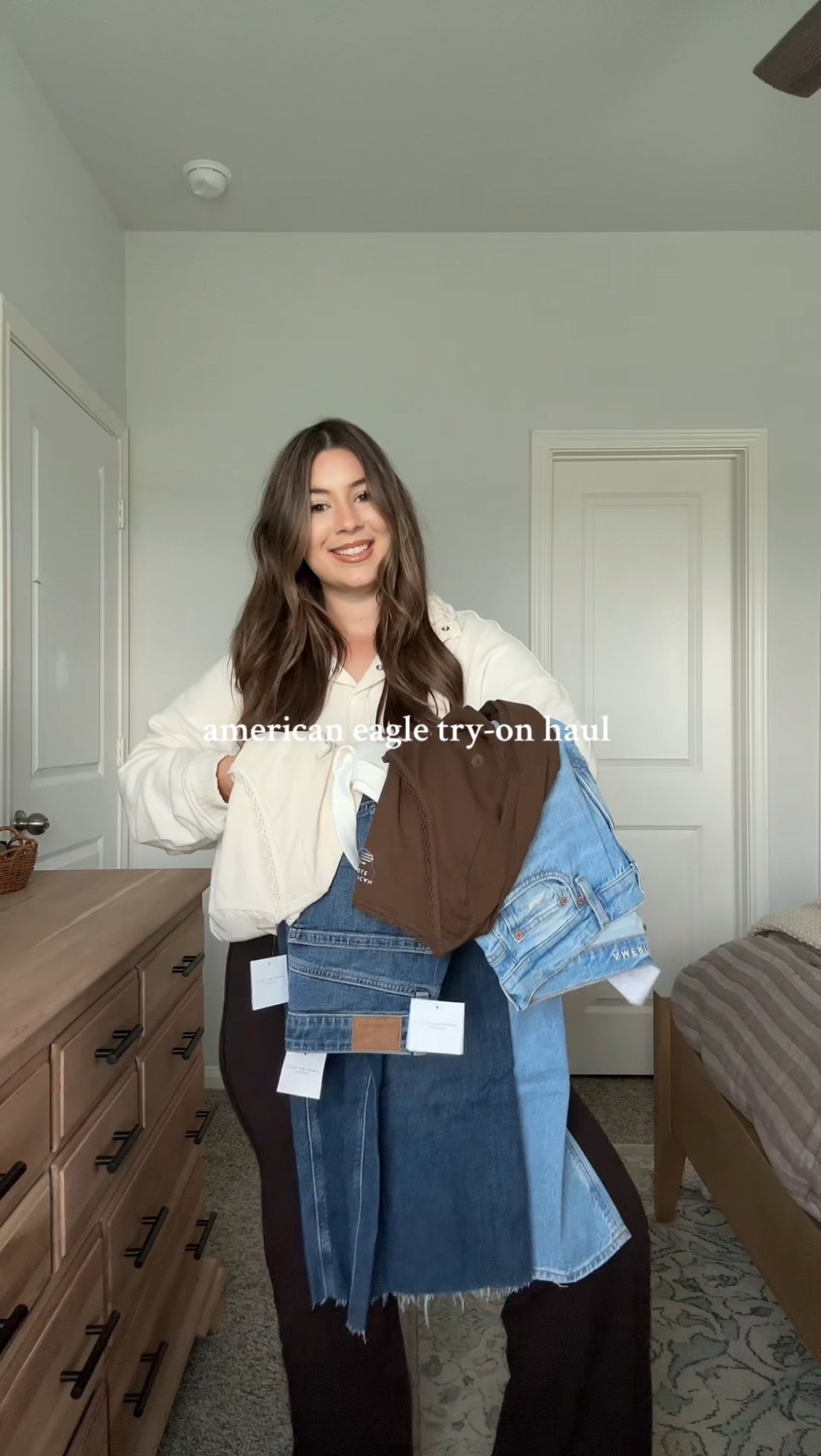 my American Eagle fall try-on haul from TikTok! wearing size small in tops, size 6 regular in jeans. 

family photos, western style, denim, fall fashion 

#LTKSeasonal #LTKStyleTip #LTKFindsUnder100