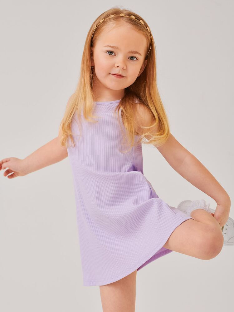 Toddler Girls Solid Rib-knit Tank Dress | SHEIN