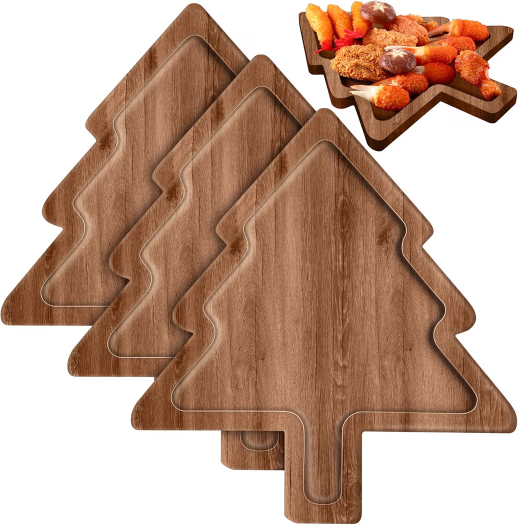 3 Pcs Christmas Appetizer Platter 12 Inch Cutting Board Acacia Serving Trays Wood Charcuterie Boa... | Amazon (US)