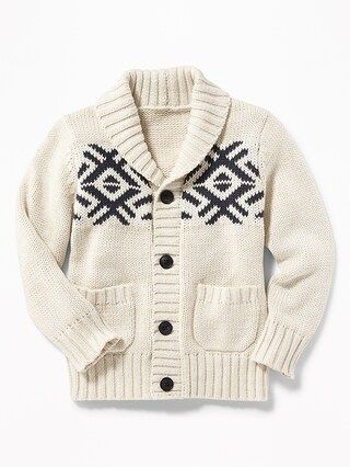 Old Navy Baby Fair Isle Shawl-Collar Cardigan For Toddler Boy Oatmeal Size 12-18 M | Old Navy US