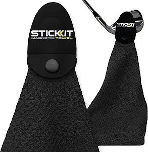 STICKIT Magnetic Golf Towel, Black | Top-Tier Microfiber Golf Towel with Deep Waffle Pockets | In... | Amazon (US)