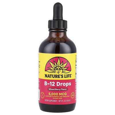 Nature's Life, B-12 Drops, Mixed Berry, 5,000 mcg, 4 fl oz (120 ml) | iHerb