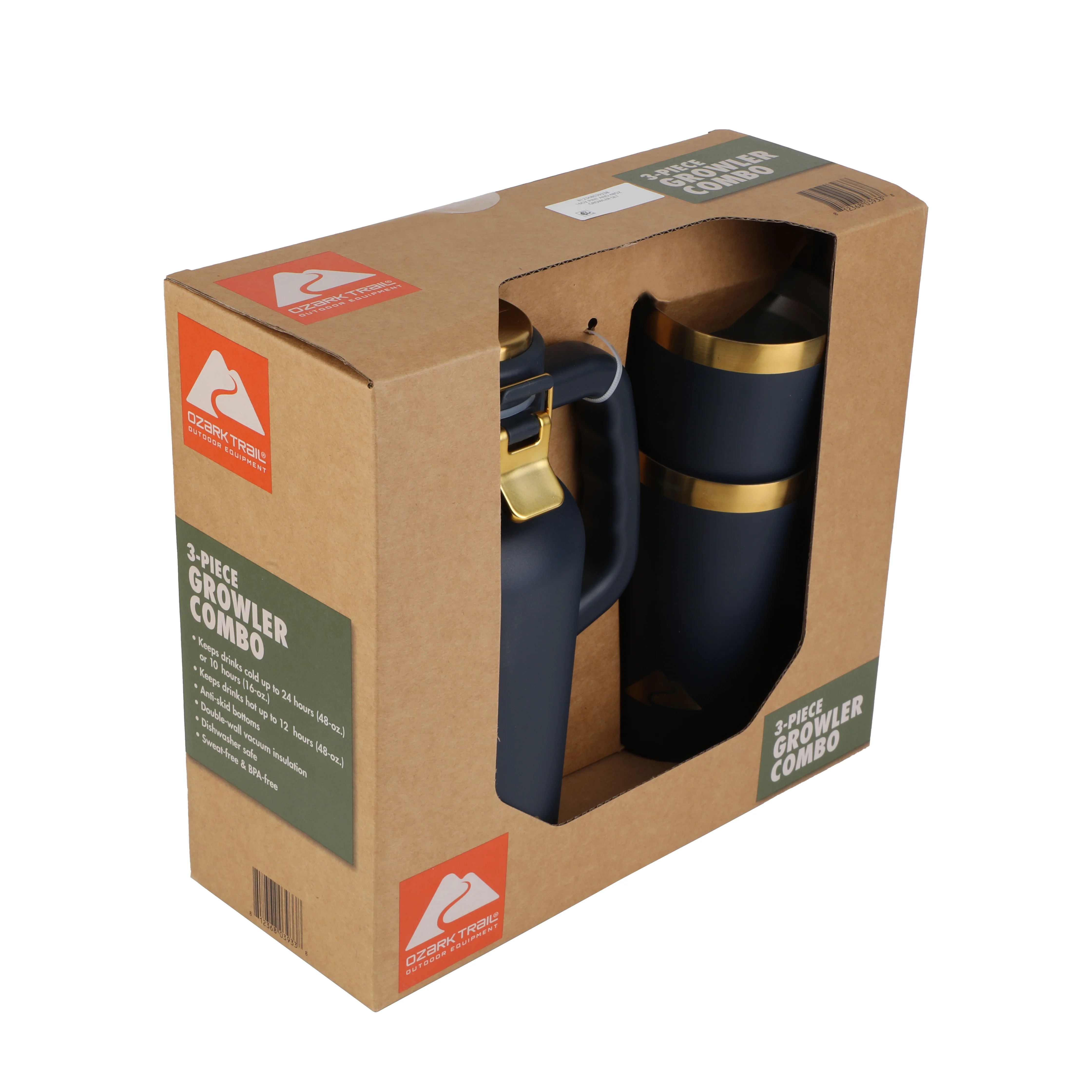 Ozark Trail 16oz Stainless Steel Pint Tumbler & 48oz Insulated Growler Set, Navy | Walmart (US)