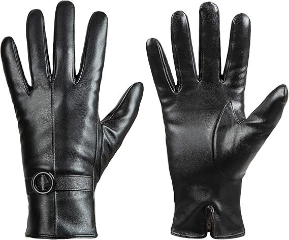 Womens Winter Leather Gloves Touchscreen Texting Warm Driving Lambskin Gloves | Amazon (US)