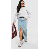 Womens Plus Pocket Detail Split Front Denim Maxi Skirt - Blue - 18 | boohoo (US & Canada)