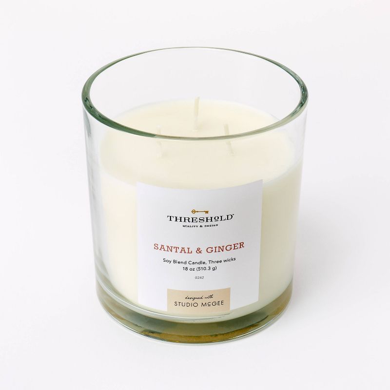 18oz Clear Glass Santal & Ginger Candle White - Threshold™ designed with Studio McGee | Target