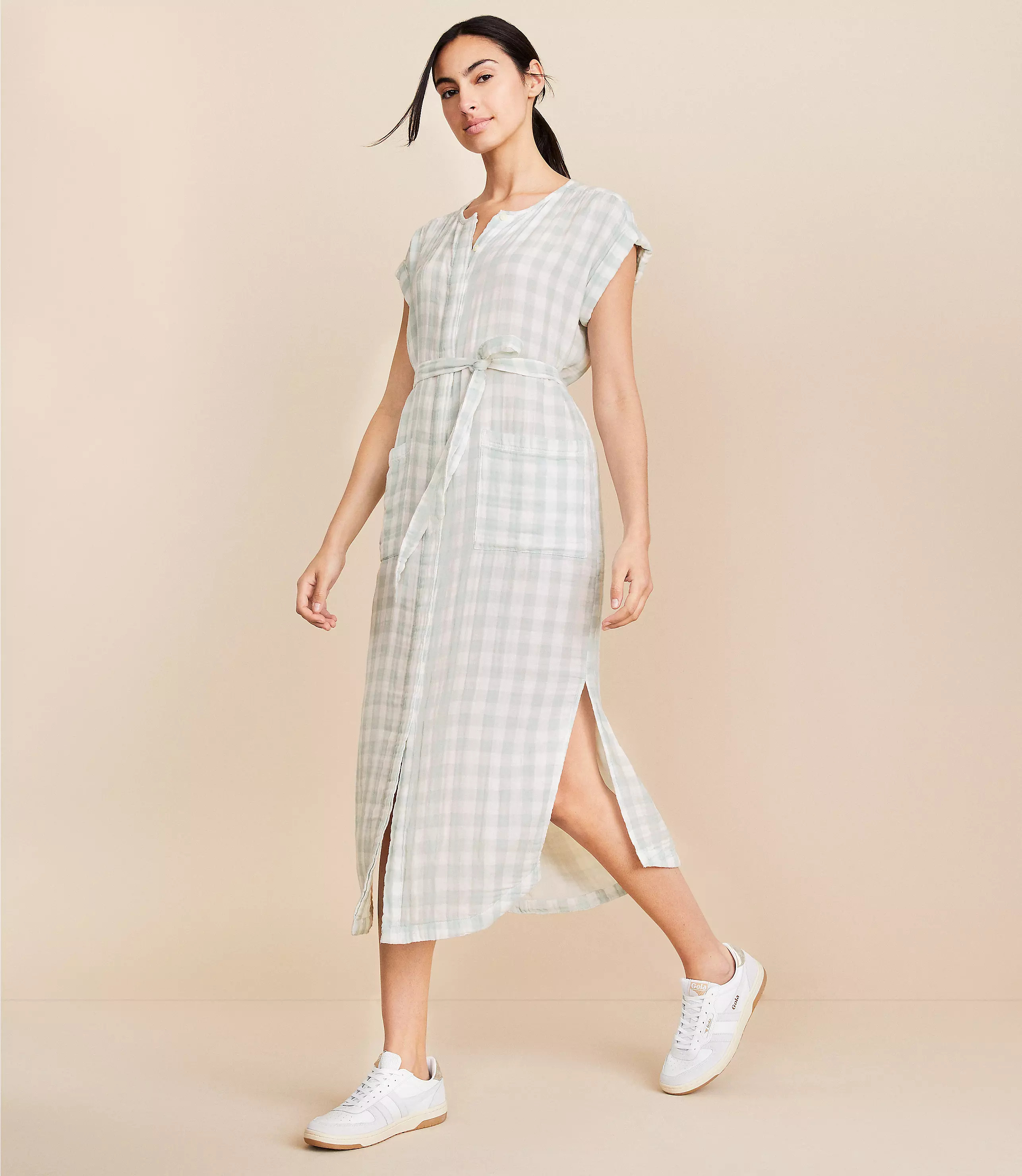 Lou & Grey Gingham Triple Cloth Maxi Dress | LOFT