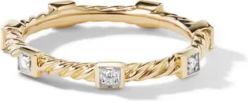 Cable Collectibles® Stations Stack Ring in 18K Yellow Gold with Diamonds, 2mm | Nordstrom