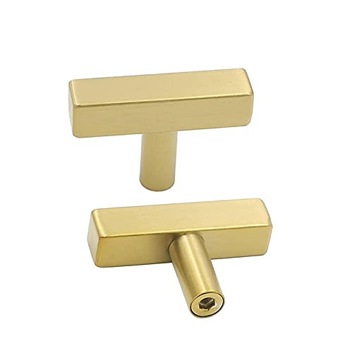 goldenwarm 5Pack Brushed Brass Cabinet Knobs Kitchen Cabinet Hardware Knobs - LS1212GD Square T B... | Amazon (US)