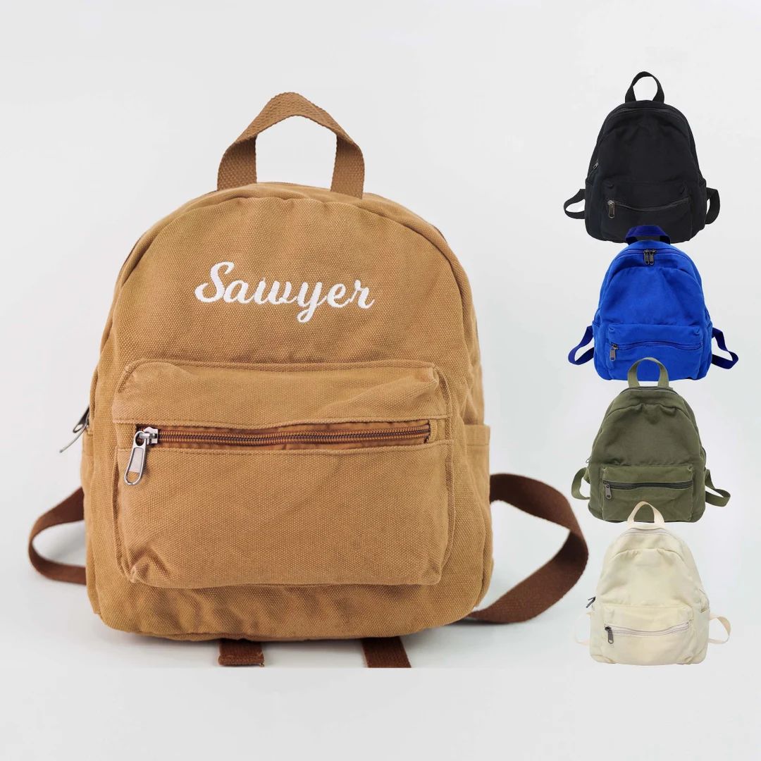 Personalized Kids Canvas Backpack, Custom Child Backpack, Monogram Toddler Backpacks, Cute Presch... | Etsy (US)