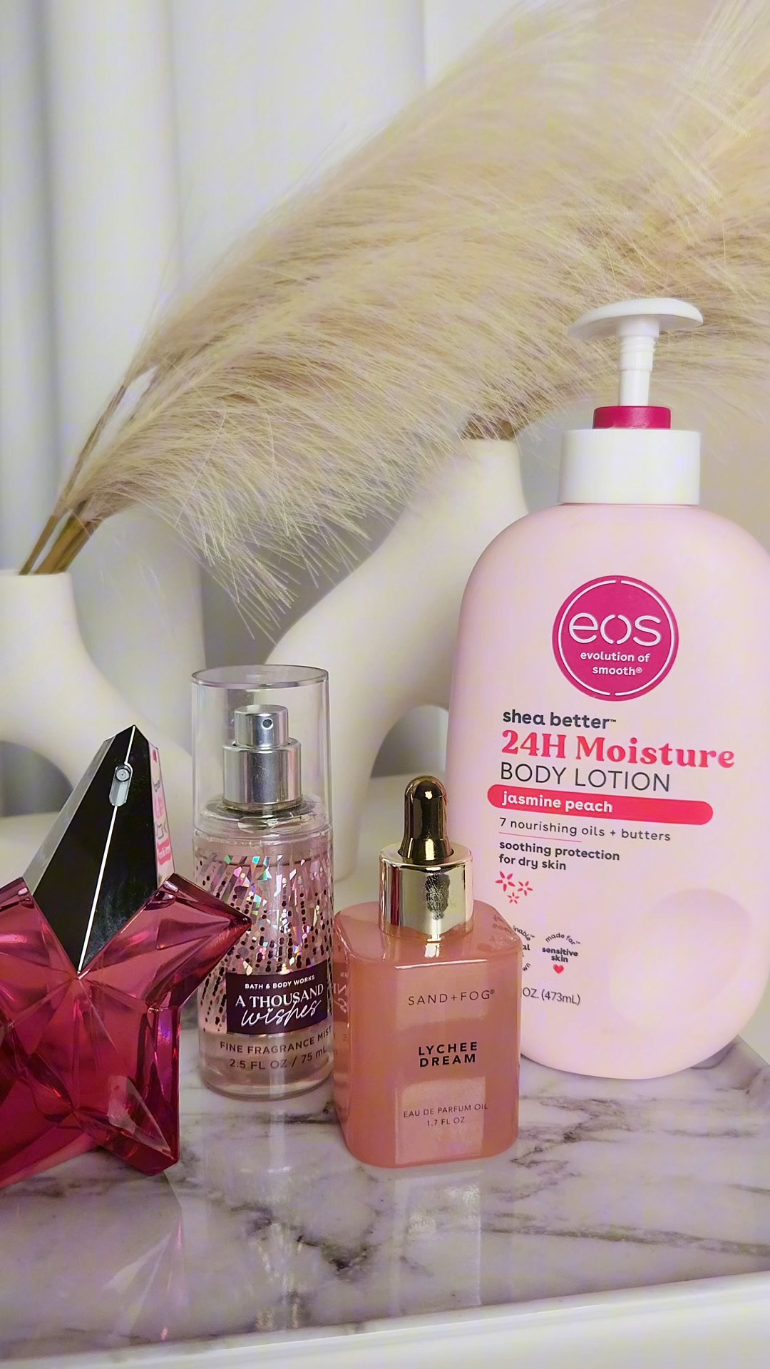 Sweet Fruity Perfume Layering Combo 🍑 Lychee Dream + Angel Nova for a long-lasting feminine scent. EOS Jasmine Peach lotion Hydrates and helps the fragrance last longer. Lychee Dream Perfume oil adds juicy Lychee sweetness. Bath and Bodyworks A Thousand Wishes  gives sparkling fruit floral notes and lastly, Mugler's Angel Nova perfume for a bold Fruity rose & lychee finish. 

#LTKSpringSale 

#LTKBeauty #LTKgrwm