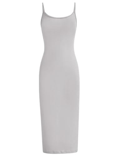 EXARUS Girls Bodycon Dress Spaghetti Strap Slip Grey Long Maxi Dresses Cami Pencil Crew Neck Tailored Fit for Kids Girl Casual Party 10Y | Amazon (US)