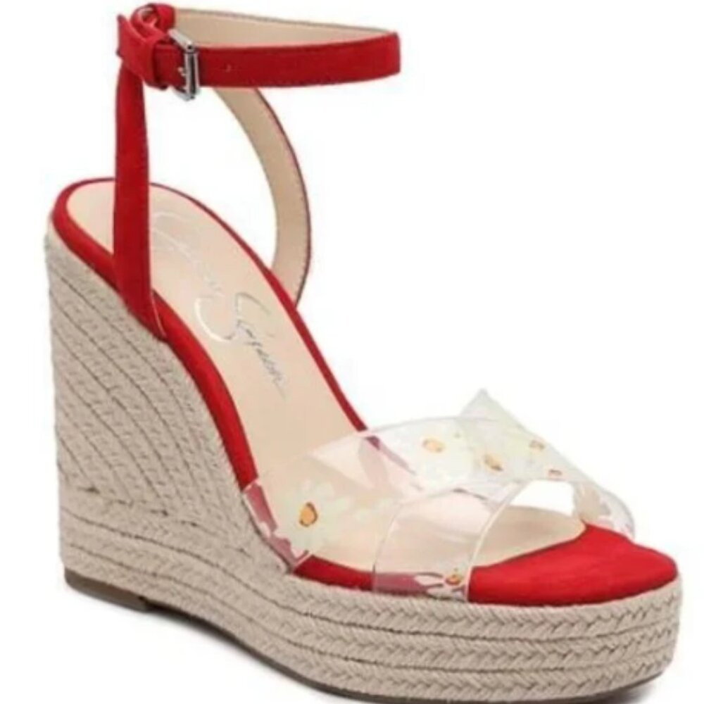 Jessica Simpson Shoes | Jessica Simpson Clear Multicolor Wedges With Daises 7.5 | Poshmark