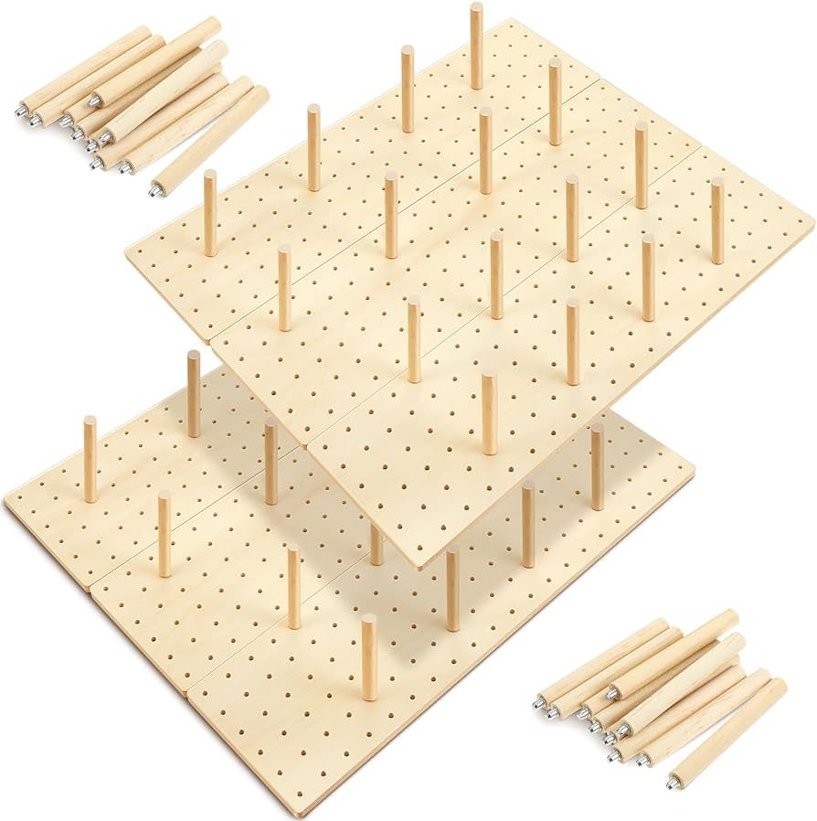 6 Pcs Wood Pegboard Drawer Organizer with 48 Pegs Wood Peg Board System Peg Drawer Organizers for... | Amazon (US)