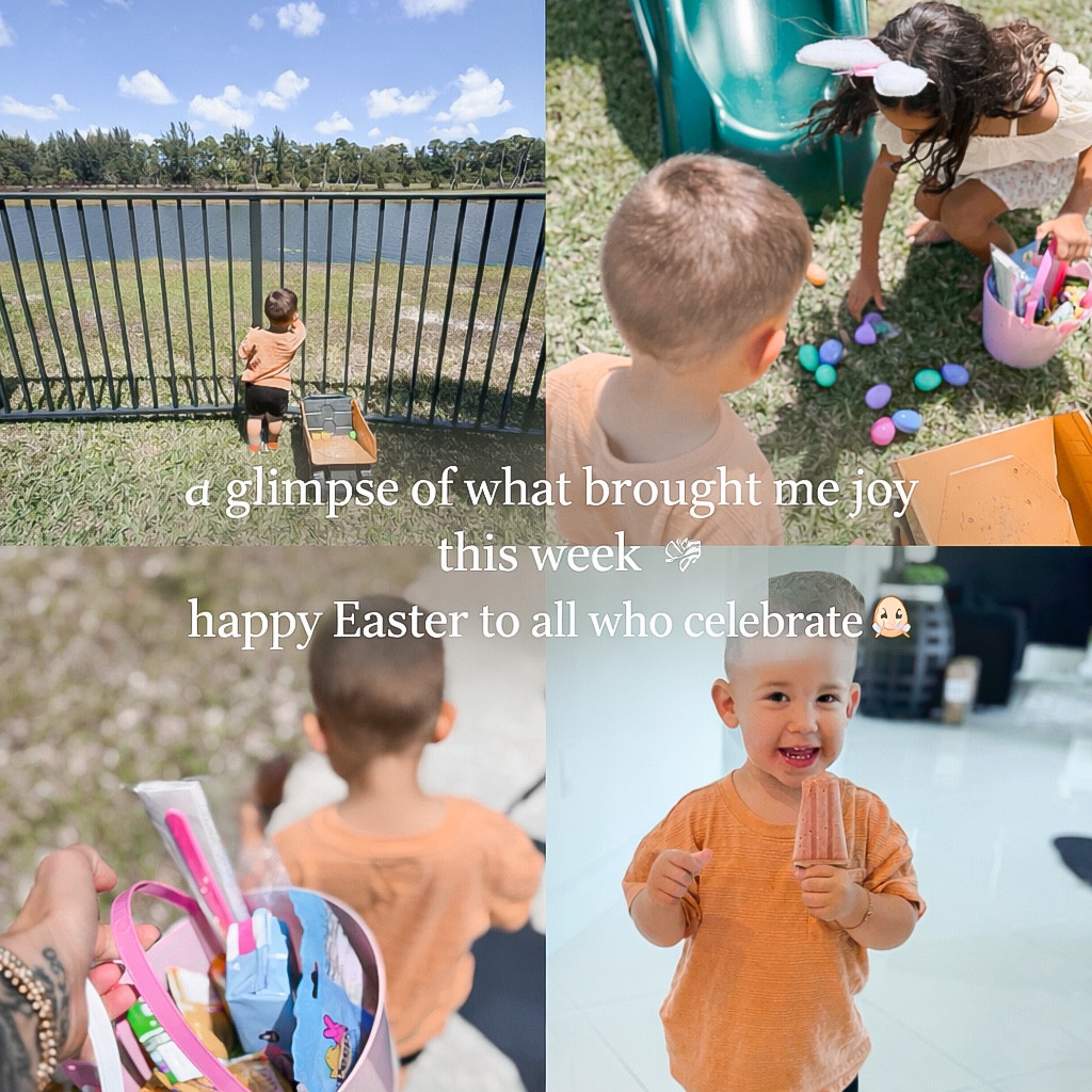 A glimpse of what brought me joy this week ✨
Happy Easter to all who celebrate 🐣

• Easter festivities with the sweetest memories made 🤍
• when neighbors turn into your people… the kind that feel like family (thank you @Tessa for hosting the best time)
• Friday morning run sessions that have been filling my cup in the best way @Damaris 💛
• mom shorts that are actually cute and practical… because bending over chasing a toddler is a sport
• old school selfies with my little man (these are my favorite forever)
• a basic outfit that still feels elevated 🤌🏼
• a trendy top with the prettiest muted pop of color
• officially back in my lifting era and finally starting to feel like me again
• a few trending Lulu pieces because sometimes… we just need the real deal
• and last but definitely not least… our first real introduction to our baby girl 🐾 can’t wait to bring her home, stay tuned

feeling extra grateful for this season of life lately 🤍




.
.
.
.


#momlife #easterweekend #gratefulheart #boymomlife #floridamom #everydaymoments

#LTKmomlife #LTKstorytime #LTKselfcare