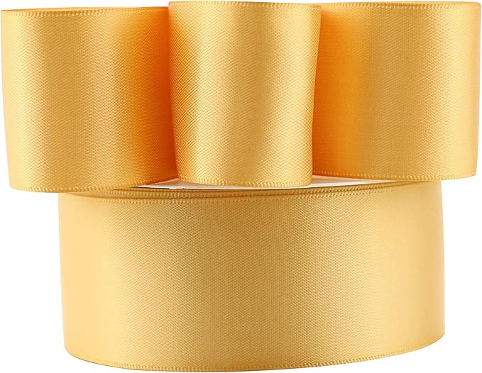 Mayreel Gold Satin Ribbon 1-1/2 Inch Old Gold Ribbon for Crafts Double Face Satin Ribbon for Gift... | Amazon (US)