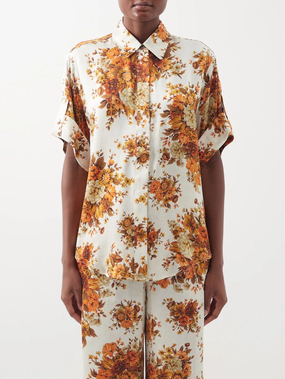Derby floral-print silk oversized shirt | ALÉMAIS | Matches (US)