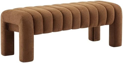 43.3" Bedroom Bench, Upholstered Entryway Bench, Modern End of Bed Ottoman with Solid Wood Legs a... | Amazon (US)