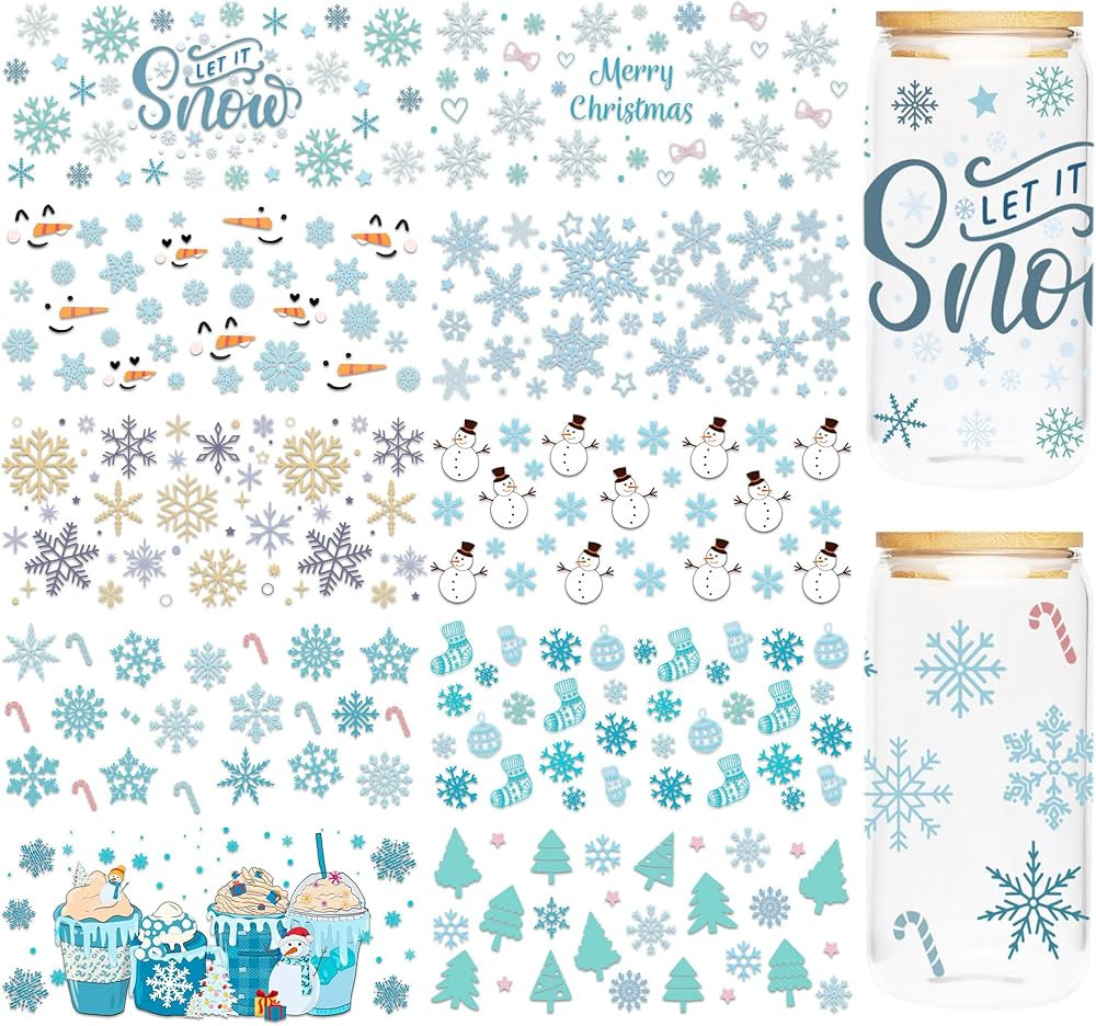 UV DTF Cup Wraps Sticker - 10 Sheet Winter UV DTF Cup Wraps for 16 oz, Christmas UV DTF Transfer ... | Amazon (US)