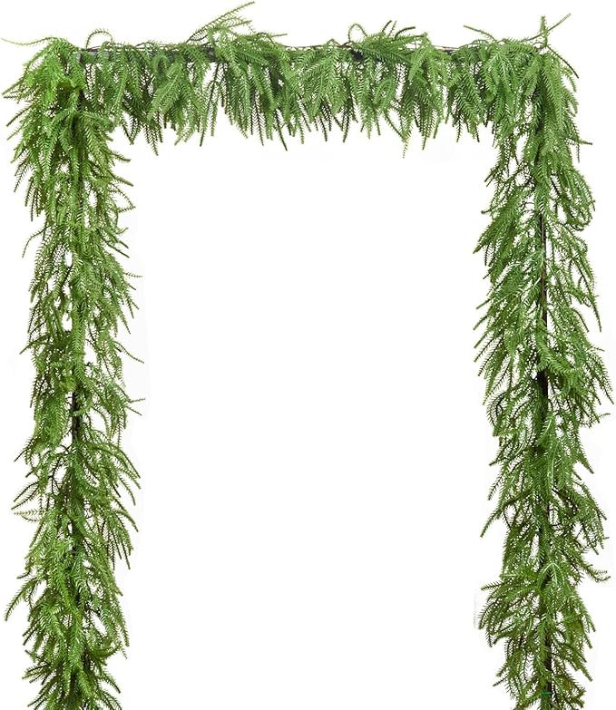 Artificial Pine Garland 6.6ft Real Touch Winter Greenery, Indoor Outdoor Holiday Decor (Greenery ... | Amazon (US)