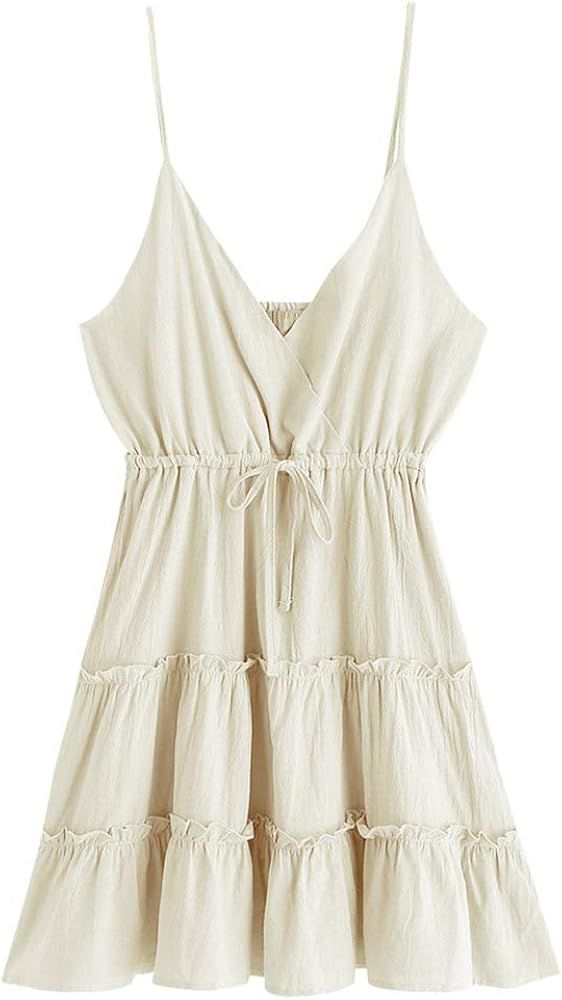 ZAFUL Women's Mini Dress Spaghetti Straps Sleeveless Boho Beach Dress | Amazon (US)